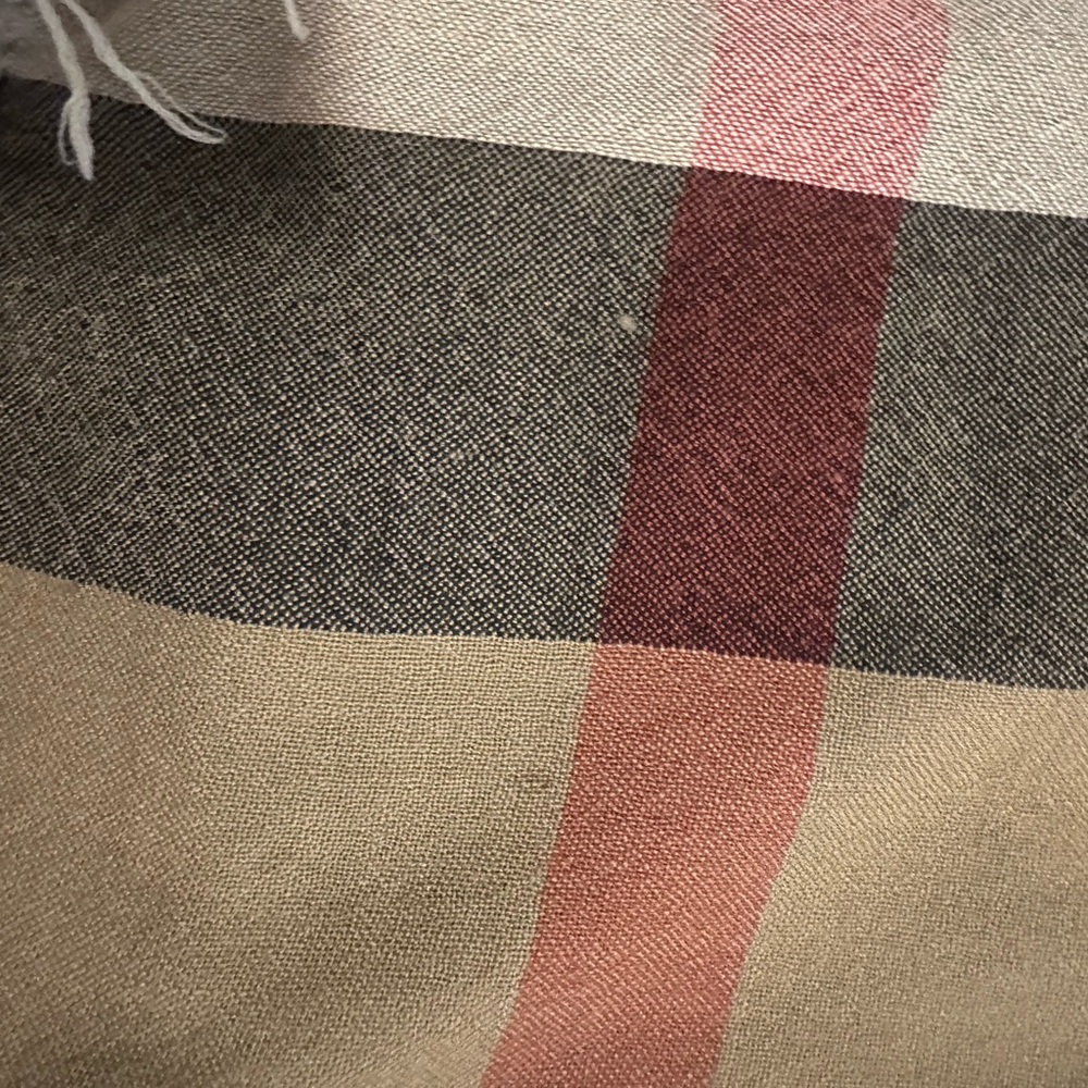 Burberry Merino Classic Check Scarf in Tan, Black, and Red - Picture 7 of 7